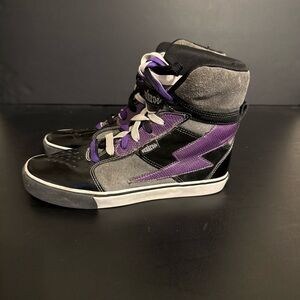 PUNKROSE SKECHERS MASTERS GYOR HI CANVAS WOMEN SHOES GREY/BLK SIZE 8